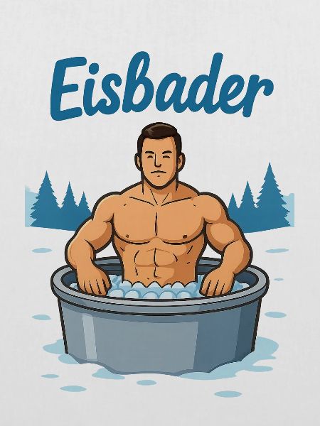 Eisbader Muskelmann im Eisbad