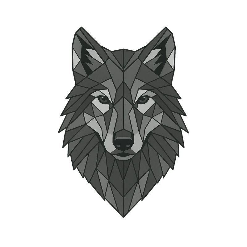 Geometrischer Grau-Wolfskopf