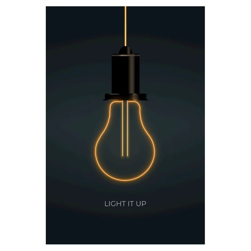Light It Up – Neon Light Bulb Poster