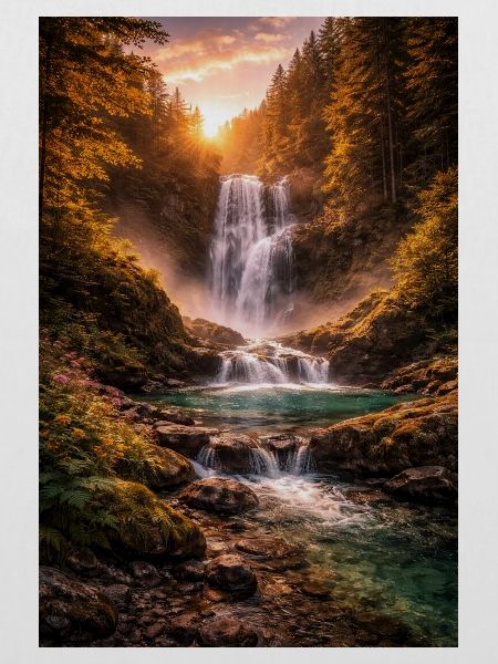 Wasserfall in der Abendsonne