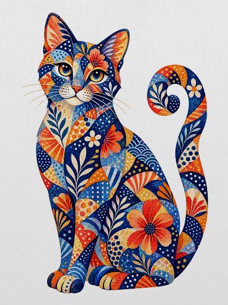 Patchwork Katze Blütenmuster