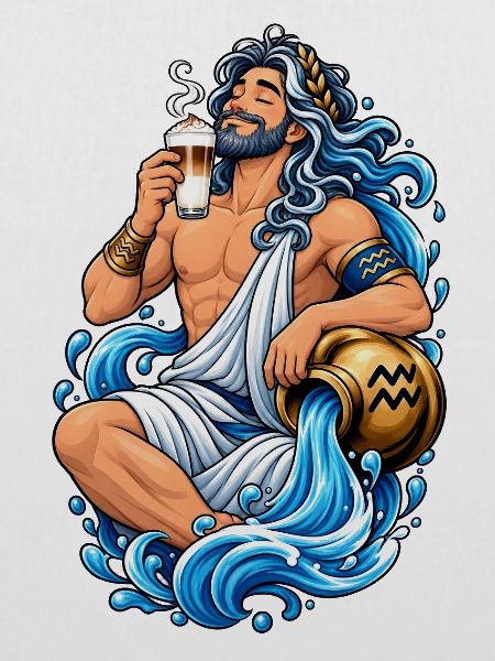 Wassermann mit Latte Macchiato