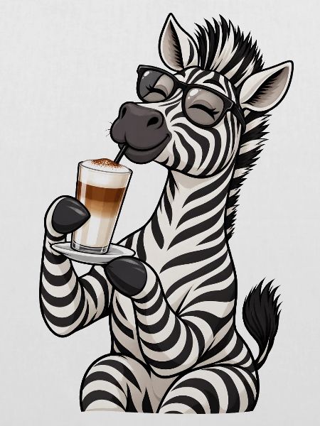 Zebra mit Latte Macchiato