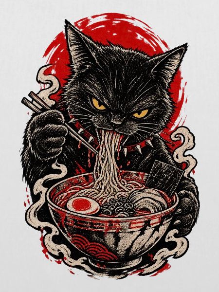 Brennende Ramen-Katze
