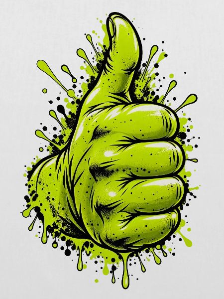 Neon Grüner Daumen Graffiti