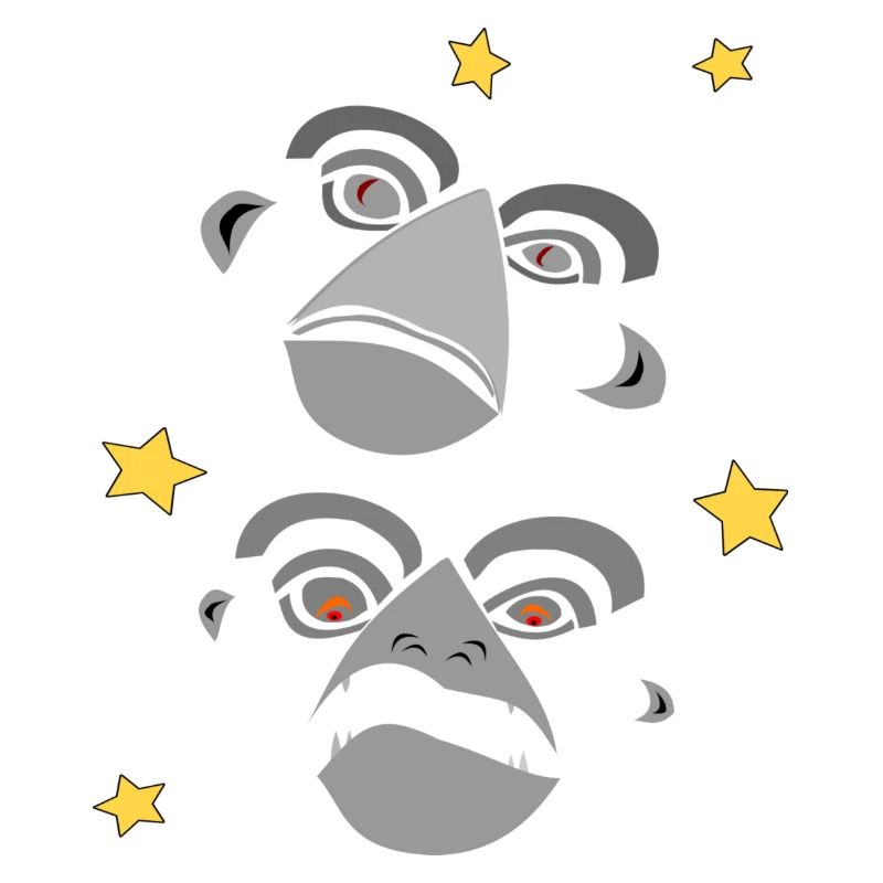 Two monkey faces screaming