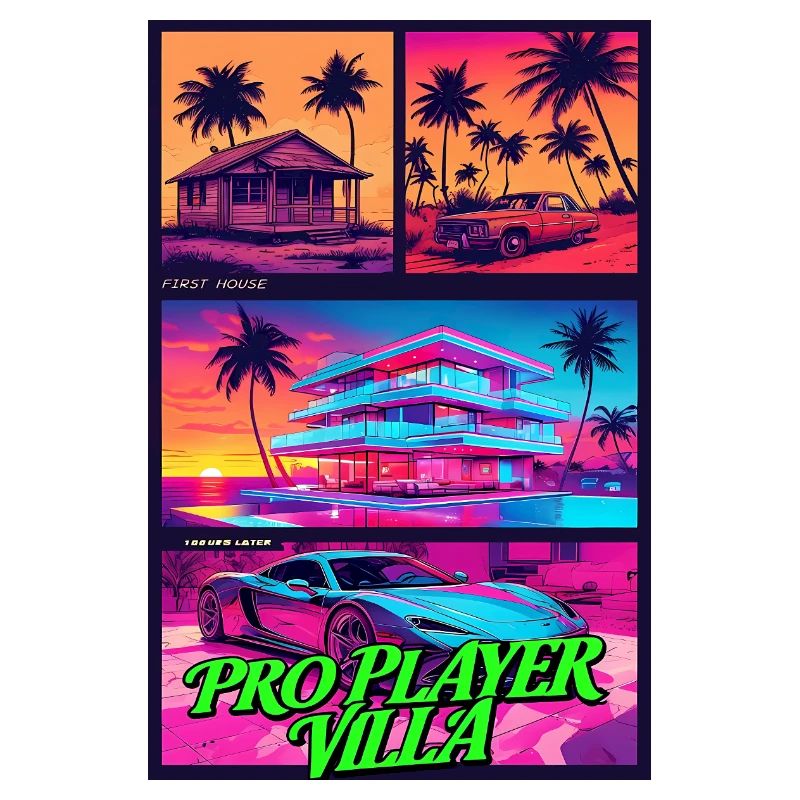 PRO PLAYER VILLA - Art de jeu Neon Synthwave