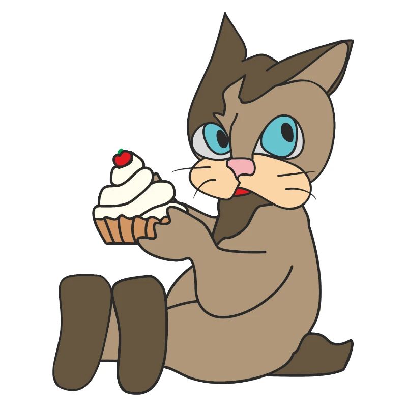Chat avec cupcake