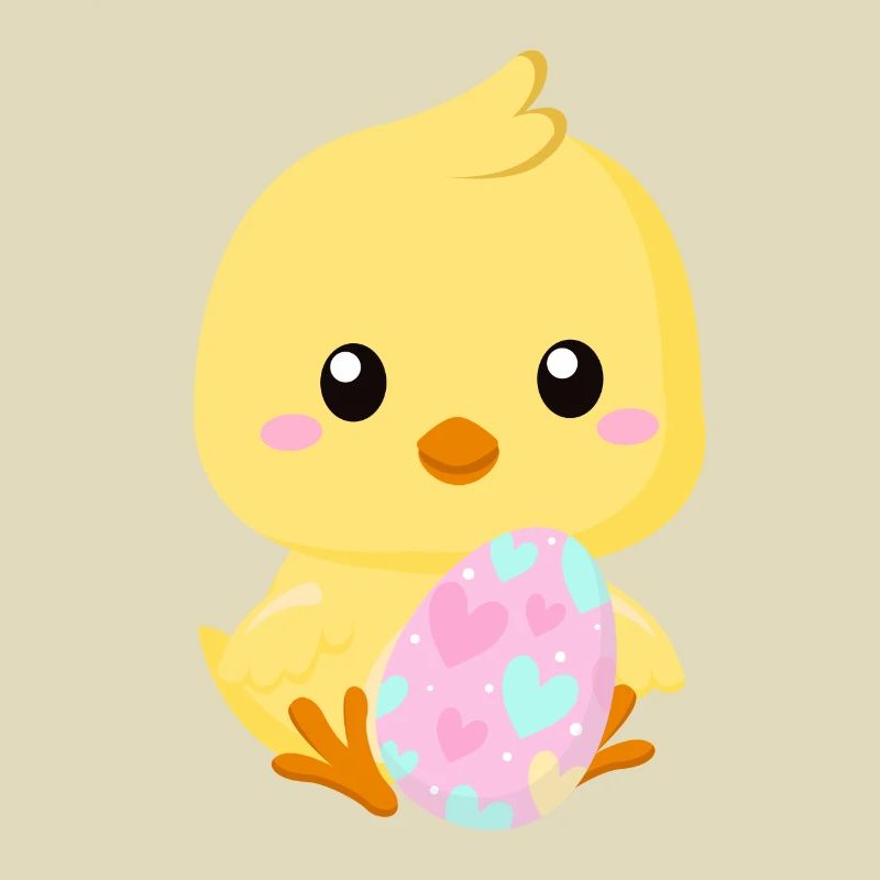 Cute little Easter chick with Easter egg
