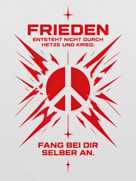 Rotes Friedenssymbol mit Explosionsgrafik