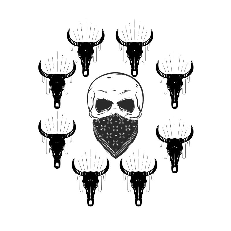 Stierköpfe mit Skull