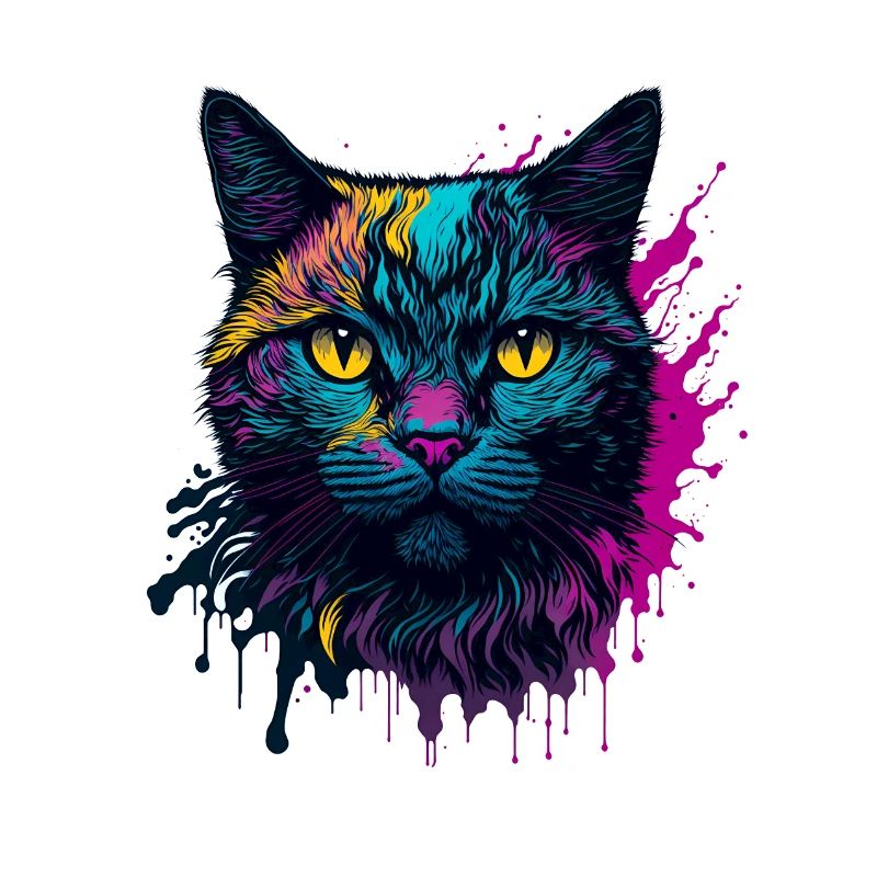 Buntes trendiges Splash Art Katzendesign