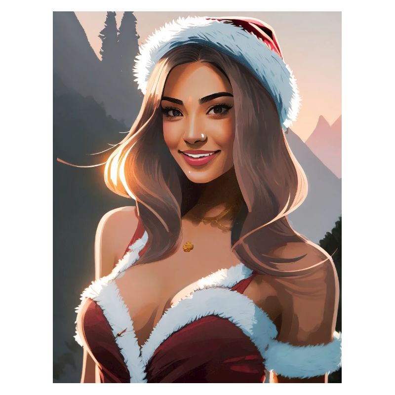 Hübsche Dame in Weihnachtskleidung