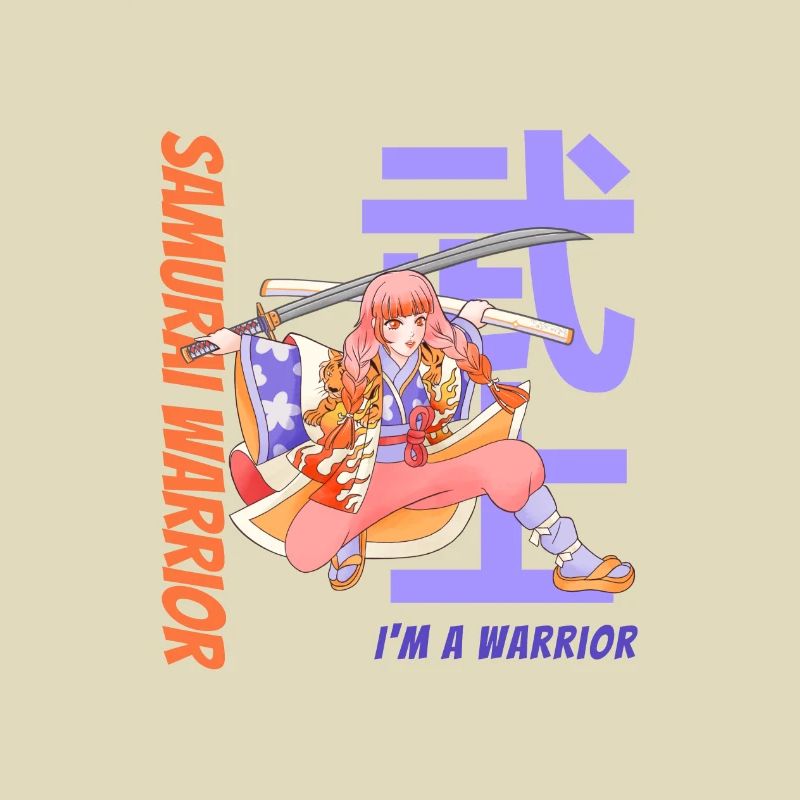 Samurai Warrior. Samurai Girl. White Version.