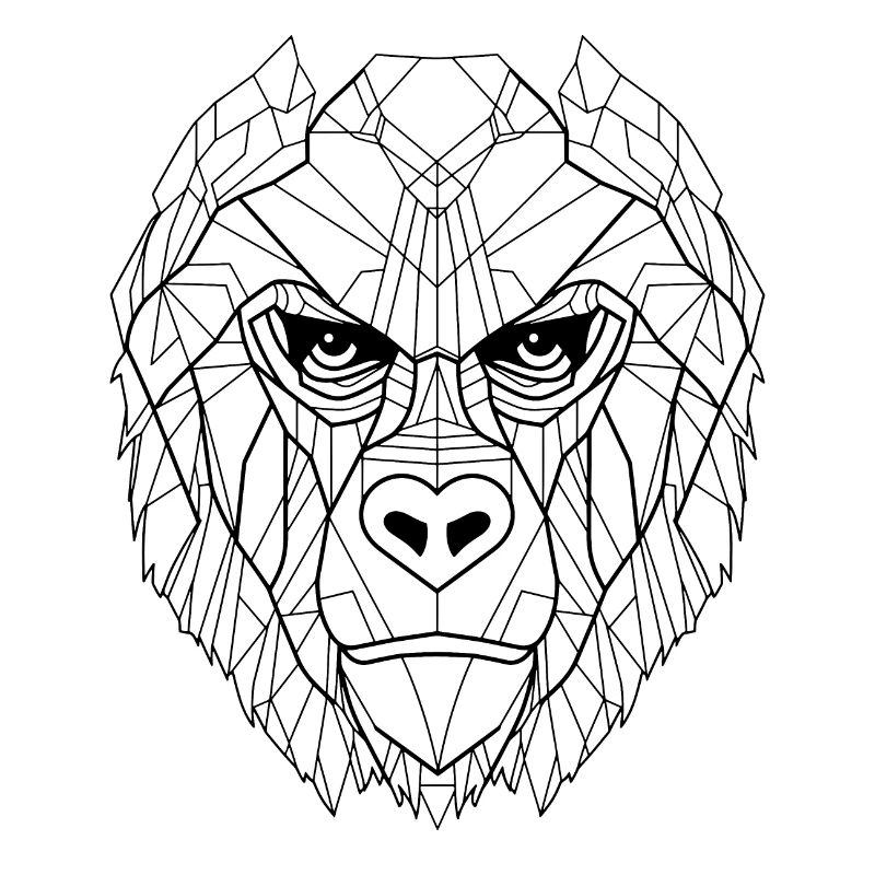 Geometric Gorilla Portrait: Angular Artistry