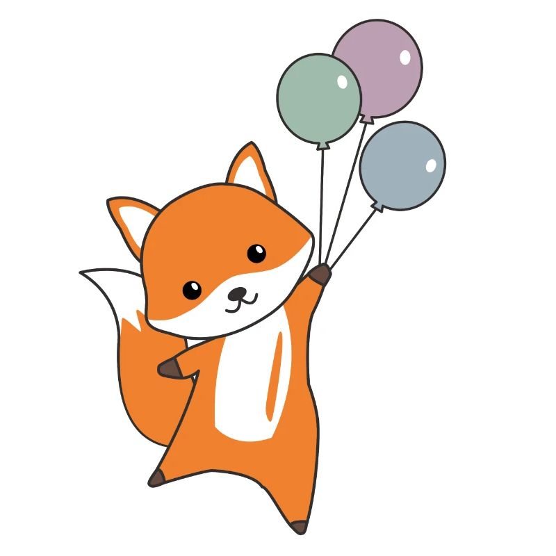 Fuchs süß Tier fliegt Luftballons Kinder