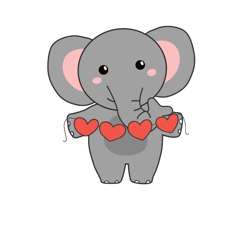 Éléphant pour la Saint-Valentin doux animaux avec des cœurs