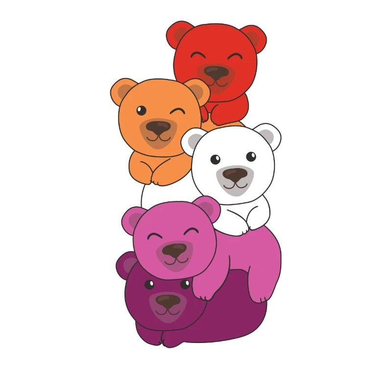 Lesbian Flag Pride LGBTQ Mignon Bear Bunch