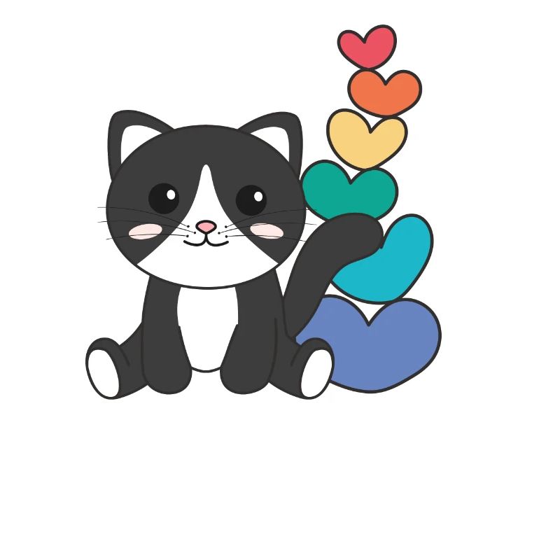 Rainbow Hearts Pride LGBTQ animaux mignons chat