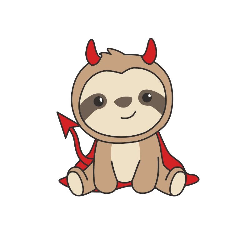 Sloth Halloween Cute Devil Witch Costume