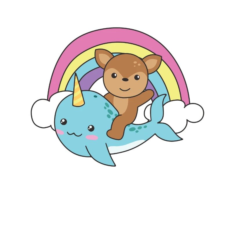 Narwal Reh ozean einhorn kawaii Regenbogen