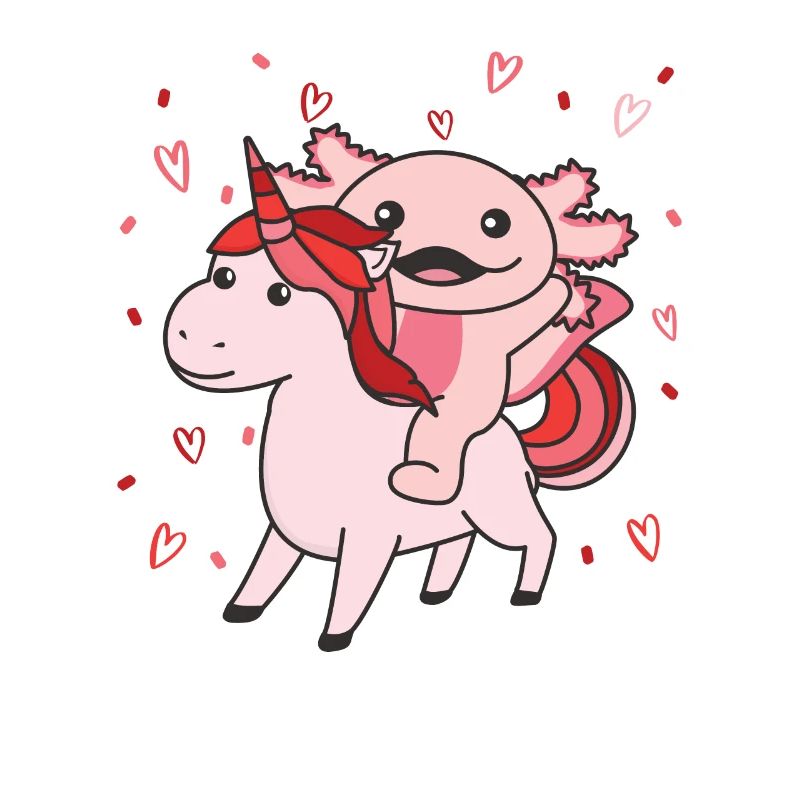 Axolotl mit Einhorn Herzen Lieblingstier Herz