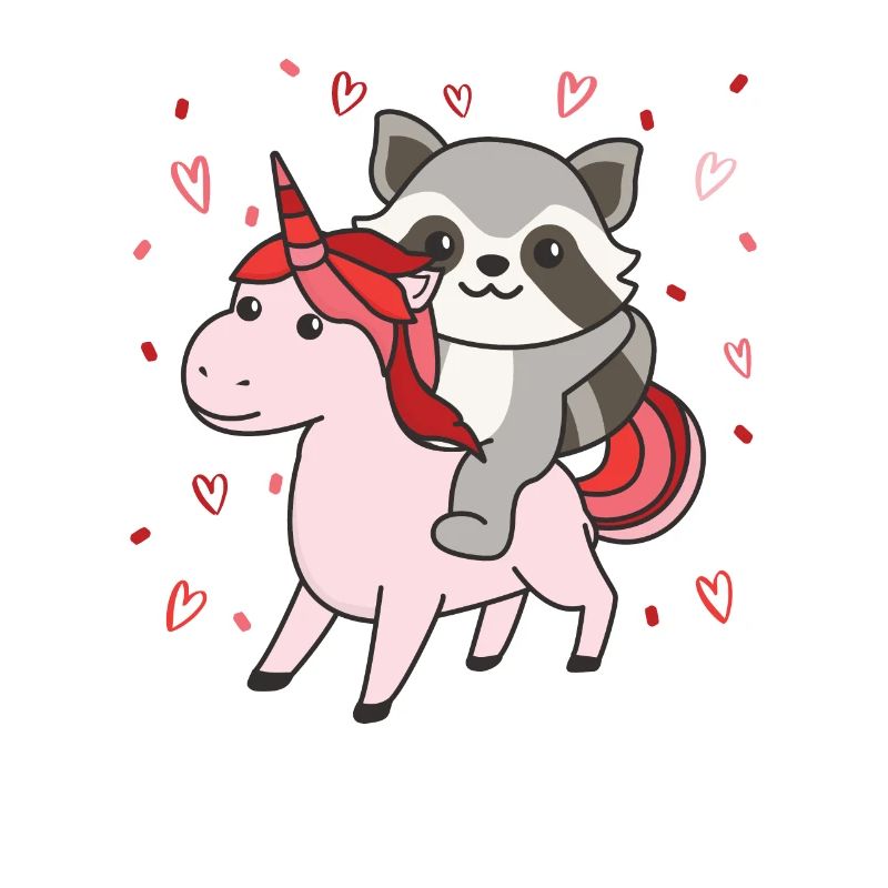 Waschbär mit Einhorn Herzen Lieblingstier Herz