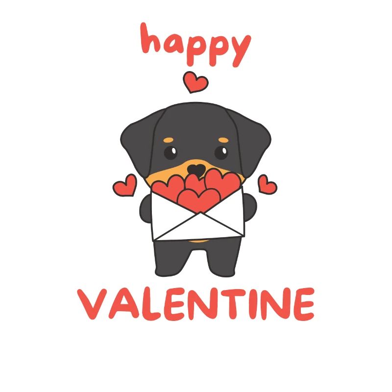 Rottweilers pour la Saint-Valentin animaux mignons avec des cœurs