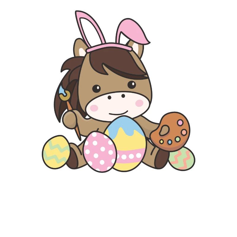 happy easter sweet horse Easter with Easter eggs