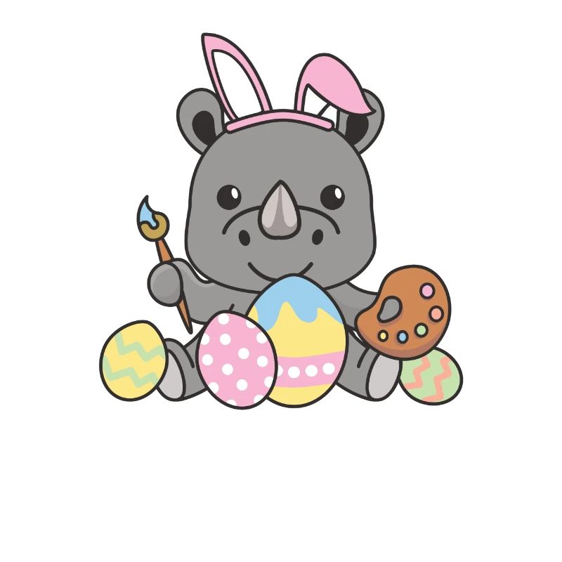 happy easter sweet rhinoceros Easter with Easter eggs