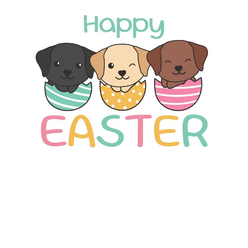 cute dogs at Easter with Easter eggs Labrador