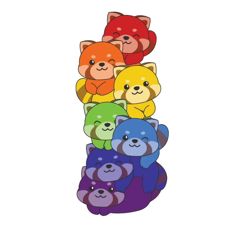 Rainbow Red Panda Cute Colorful Red Panda for