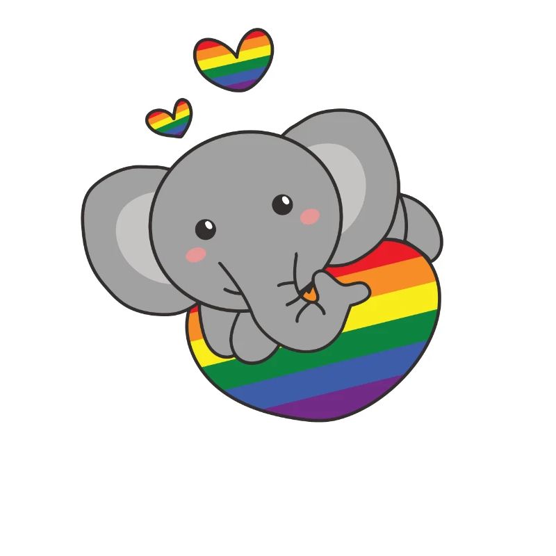 Rainbow Flag Pride LGBTQ Cute Elephant Love