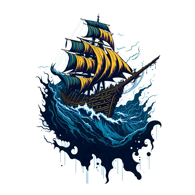 Bateau pirate dans les mers orageuses