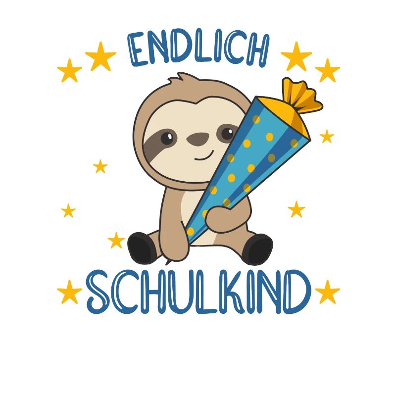 endlich Schulkind Einschulung Schule Faultier