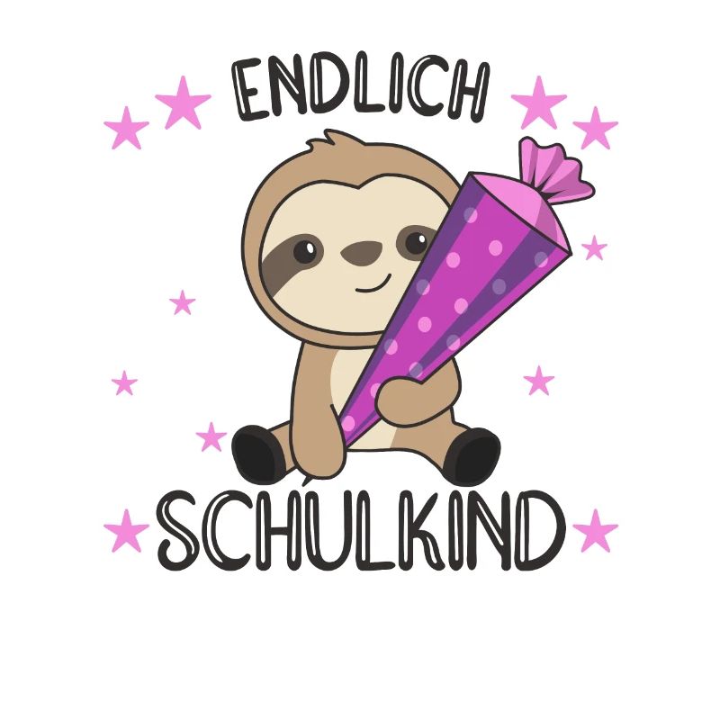 endlich Schulkind Einschulung Schule Faultier