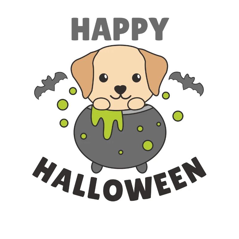 Labrador Happy Halloween Witch’s Cauldron Bat