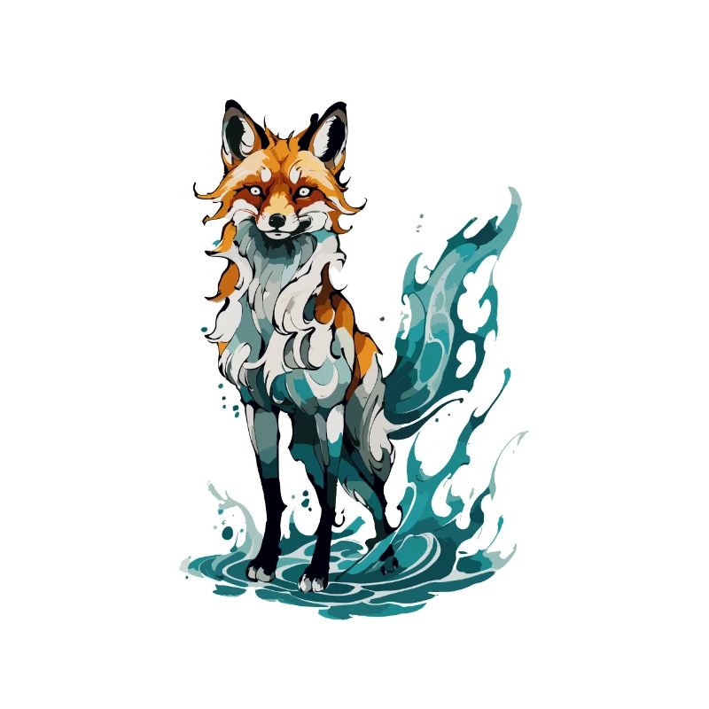 Fuchs steht in ruhigen Gewässern