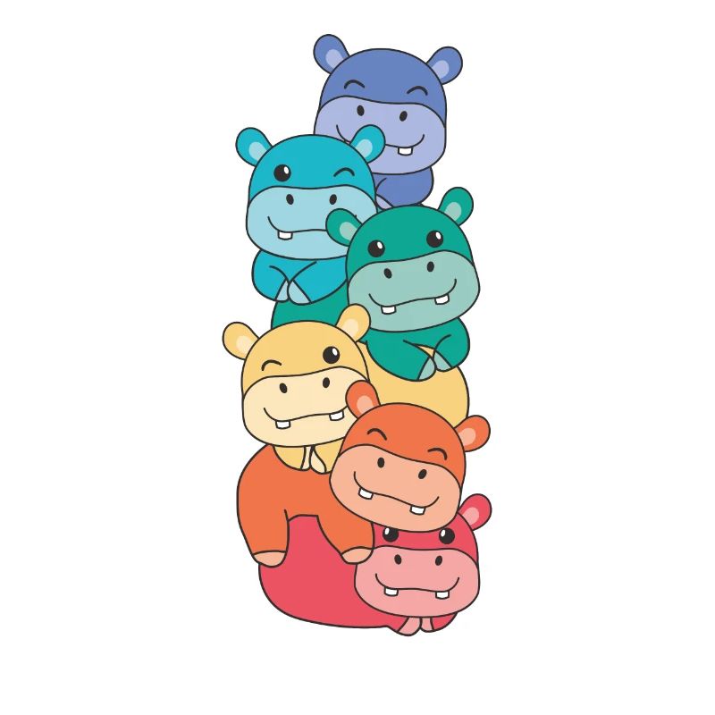 Regenbogen Flag Pride LGBTQ süßer Hippo Stapel
