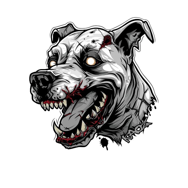 Weißer Kopf eines Zombie-Hundes