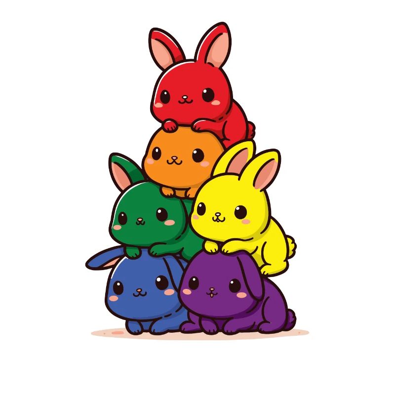 Lapins arc-en-ciel drapeau fierté mois mignon lapin