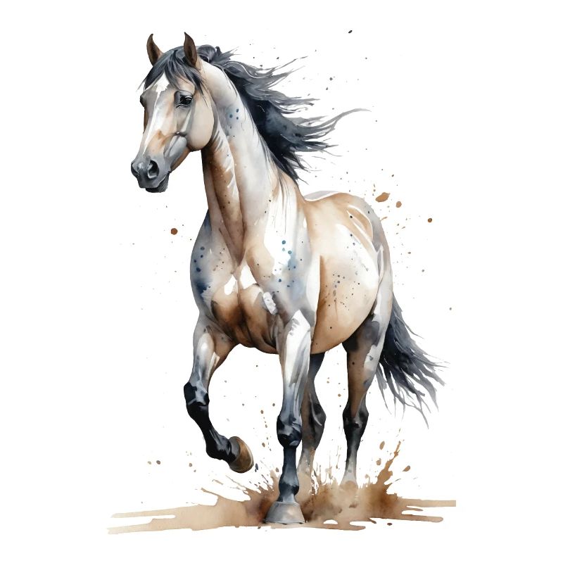 Aquarell Pferd fängt den Wind ein