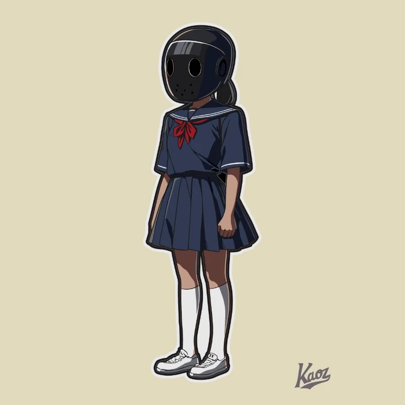 Schulmädchen mit Helm