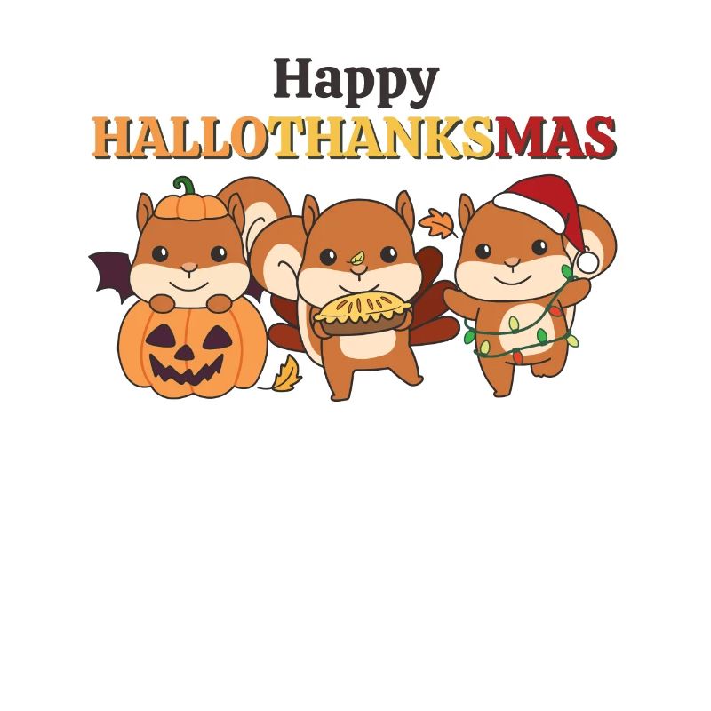 Happy Hallothanksmas Squirrel Christmas