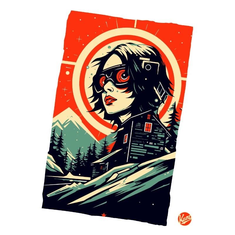 Cyborg Mädchen in den Bergen, Sci-Fi Apres Ski