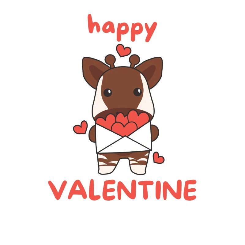 Okapi for Valentine's Day cute animals with hearts