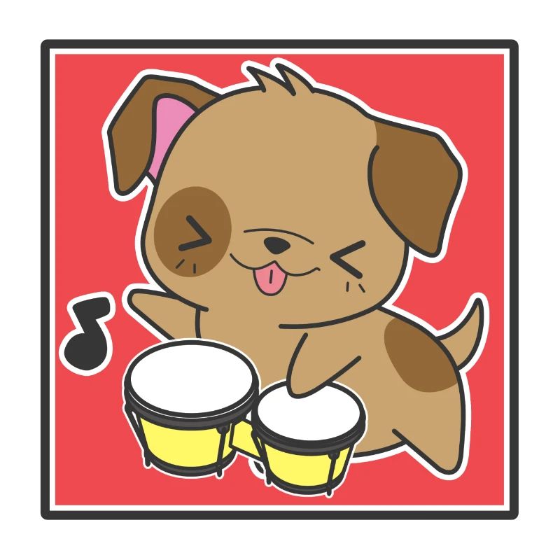 Hund mit Bongos