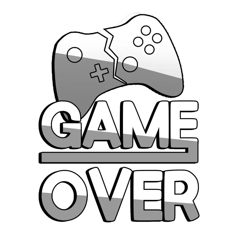 GAME OVER (White) + Controller - Gaming