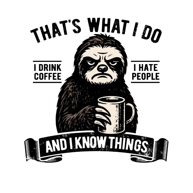 I drink coffee, I hate people and I know things