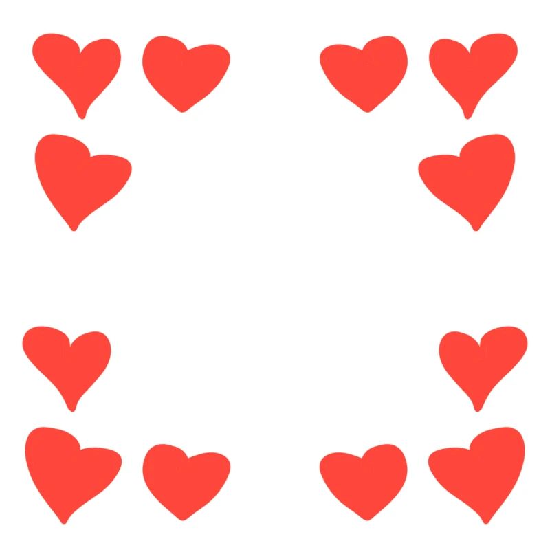Hearts Pattern Frame Square Heart Red